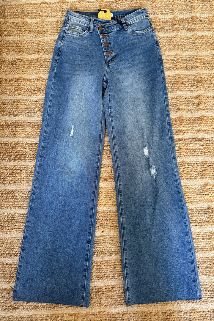 Wren Asym. Wide Leg Jeans - 2 Colors