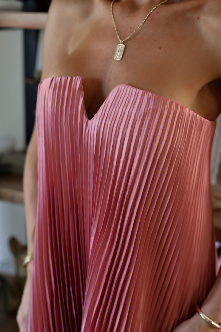 Rosy Pleated Gown