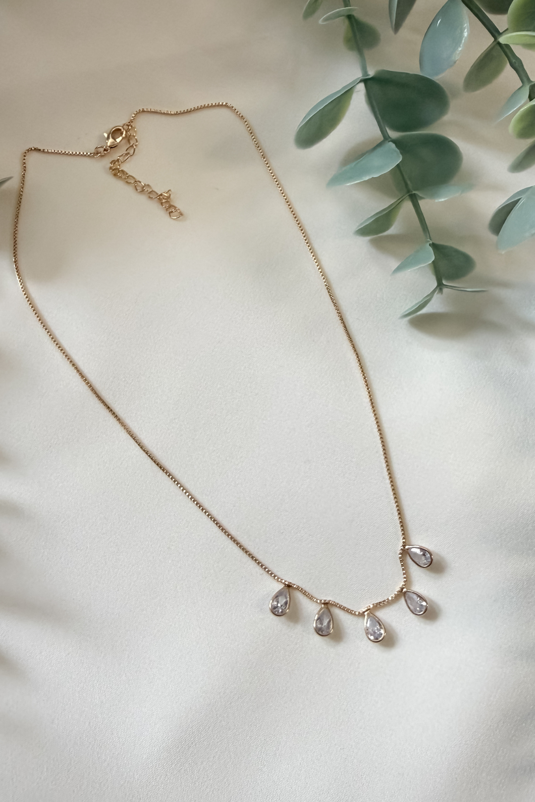 5-Diamond Teardrop Necklace