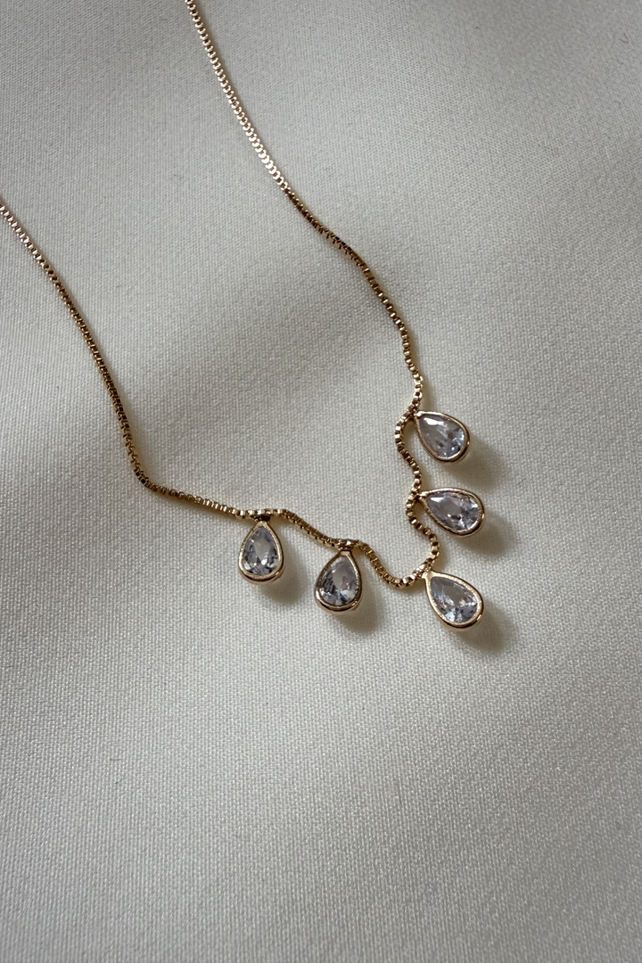 5-Diamond Teardrop Necklace