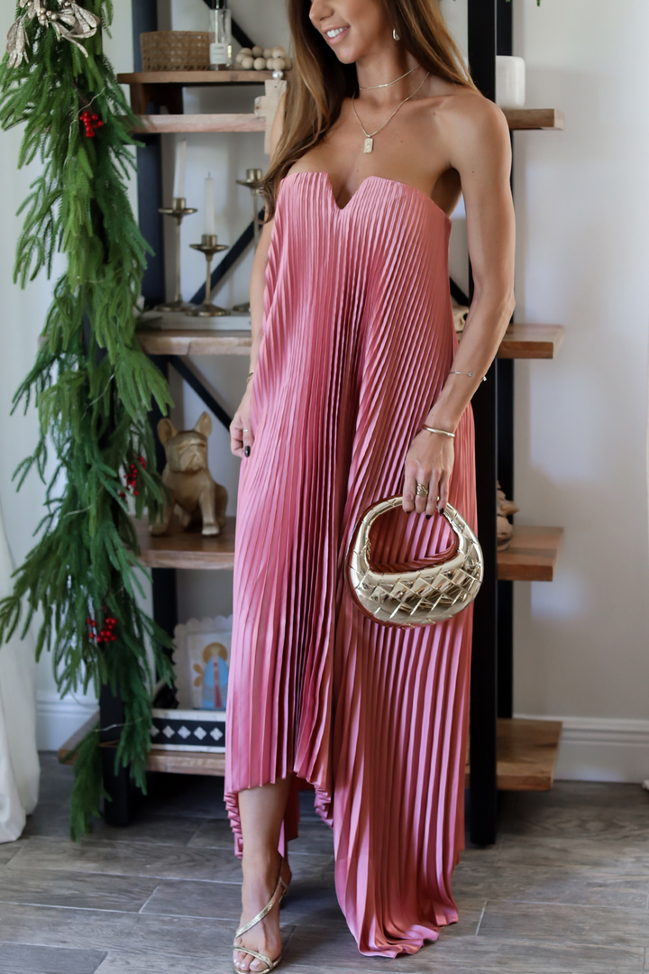 Rosy Pleated Gown