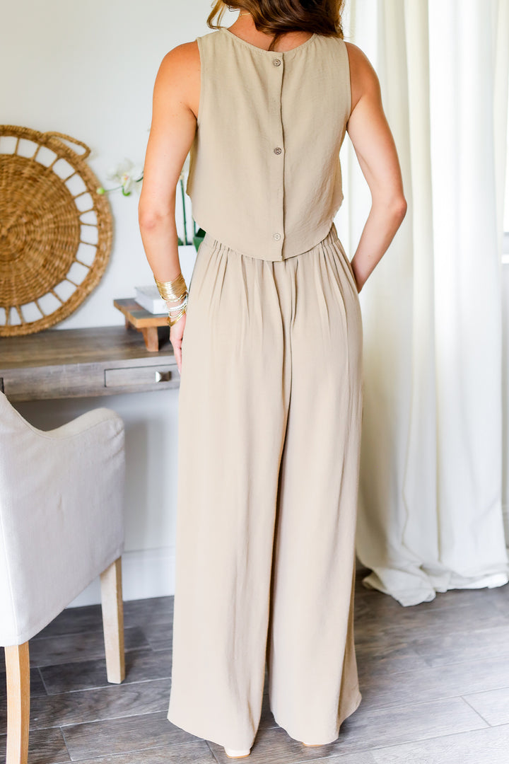 Catalina Crop & Pant Set- Taupe