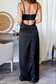 The Karlie Satin Gown- Black