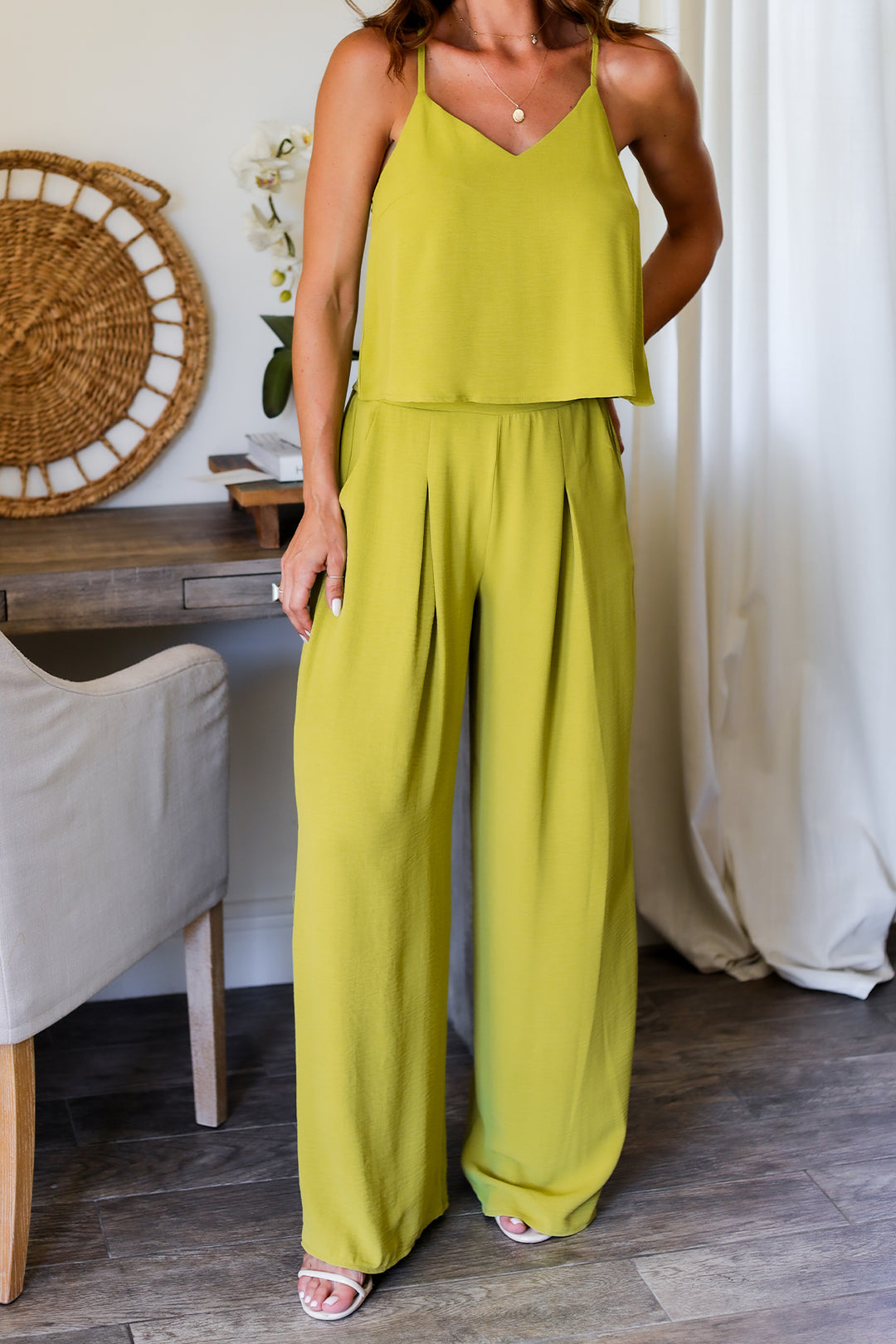 Lilian Cami & Pant Set- Lime