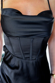 The Karlie Satin Gown- Black