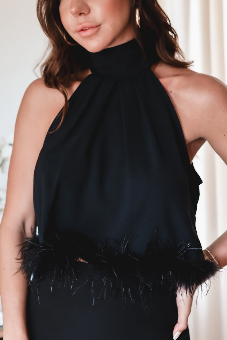 The Demi Feather Trim Top