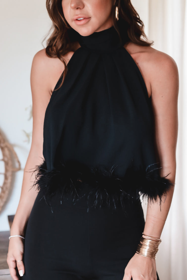 The Demi Feather Trim Top