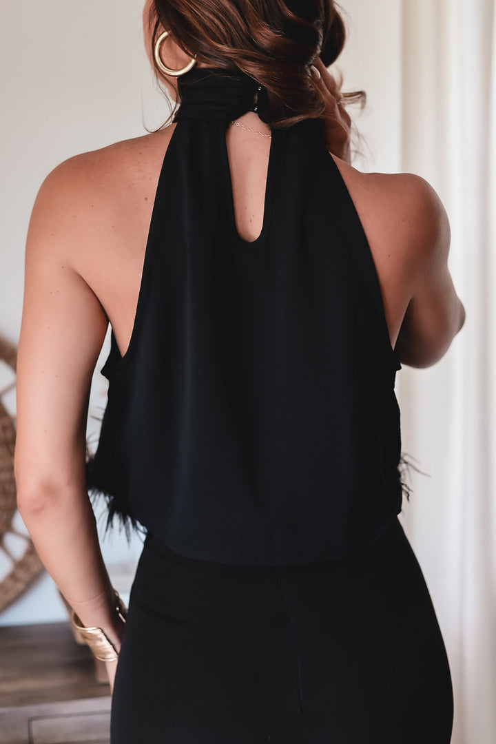 The Demi Feather Trim Top