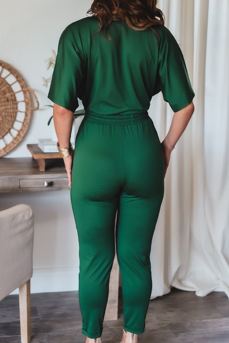 The Giselle Jumpsuit- Hunter Green