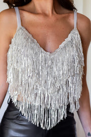 Rita Sequin Top- Silver