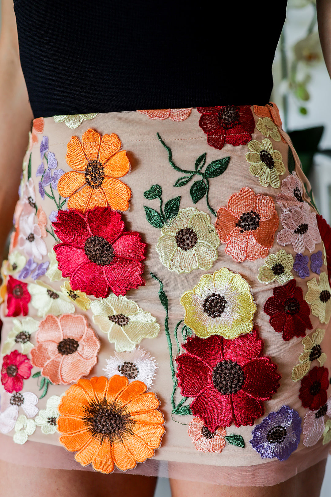 Amika 3D Floral Skirt