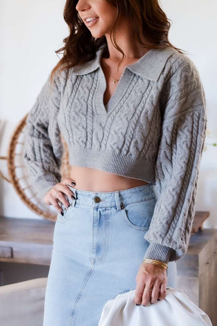 Dakota Knit Sweater- H. Grey
