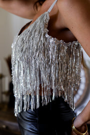Rita Sequin Top- Silver