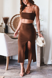 The Avril Skirt Set- Brown