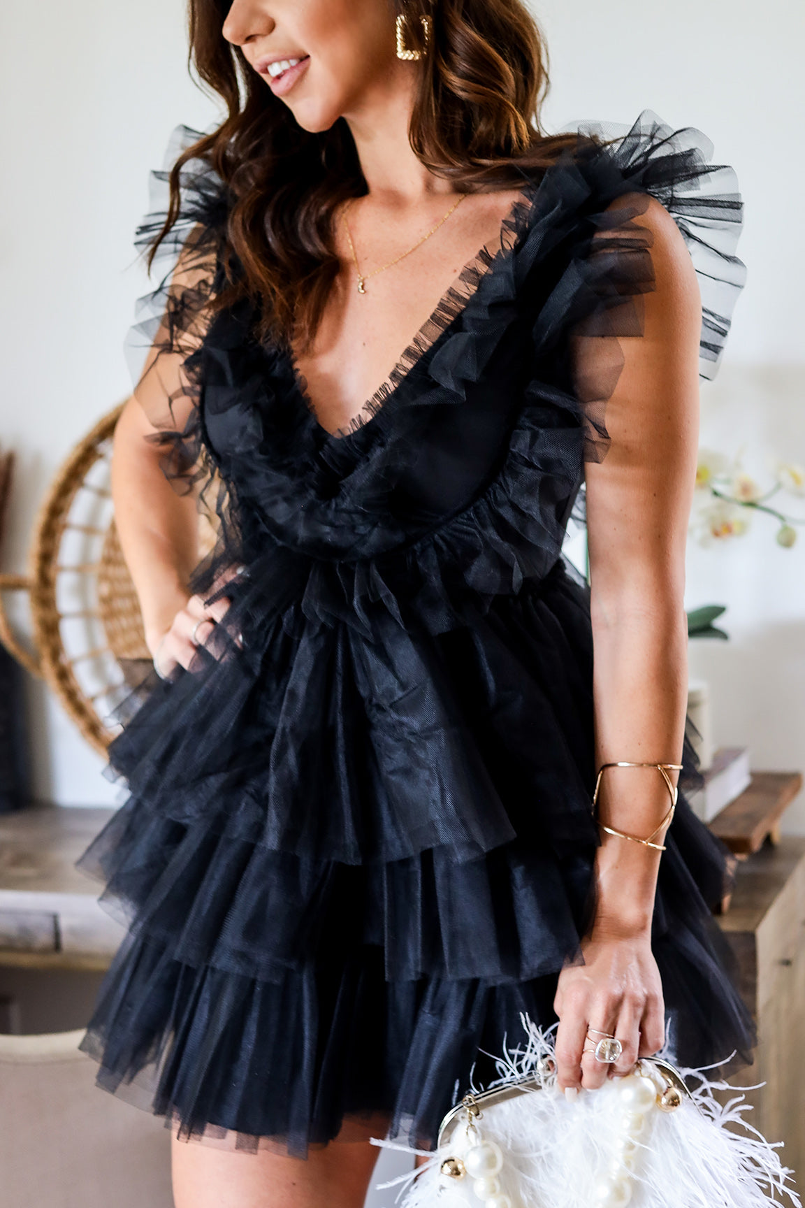 Black tulle mini dress fashion