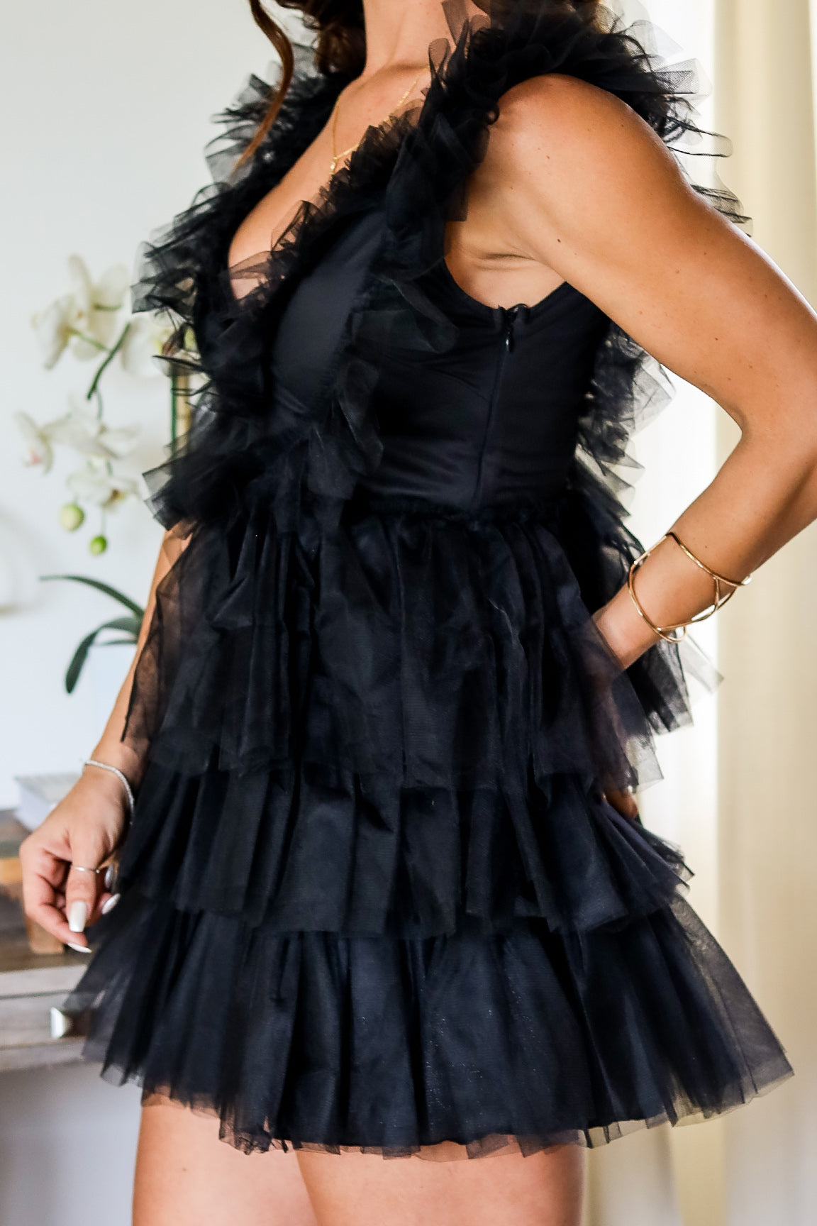 Black Tulle Mini Dress