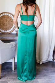 The Karlie Satin Gown- Emerald