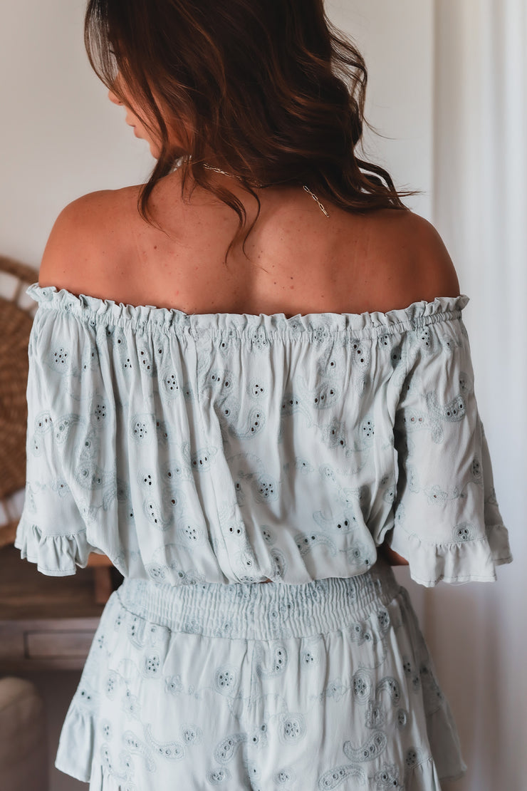 The Ainsley Eyelet Top- Sage