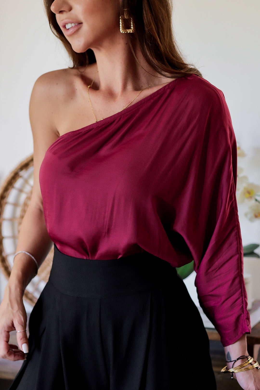 Juliana One Shoulder - Burgundy