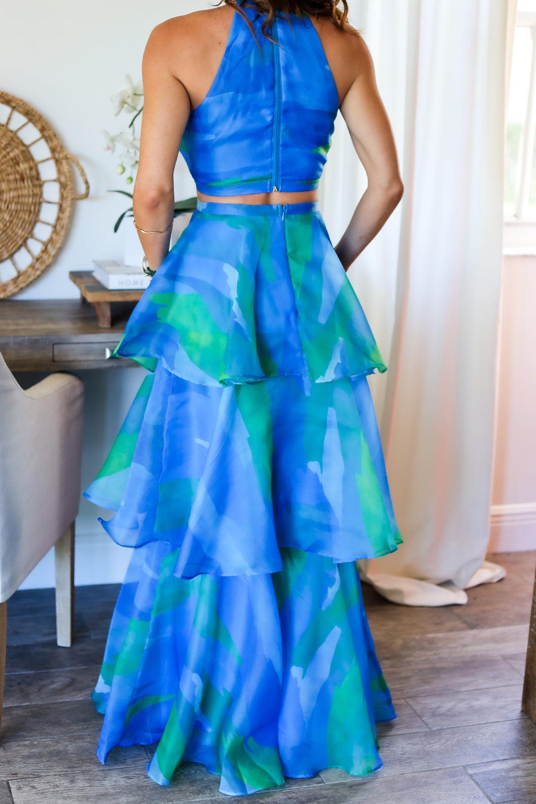 Eve Tiered Skirt Set- Blue