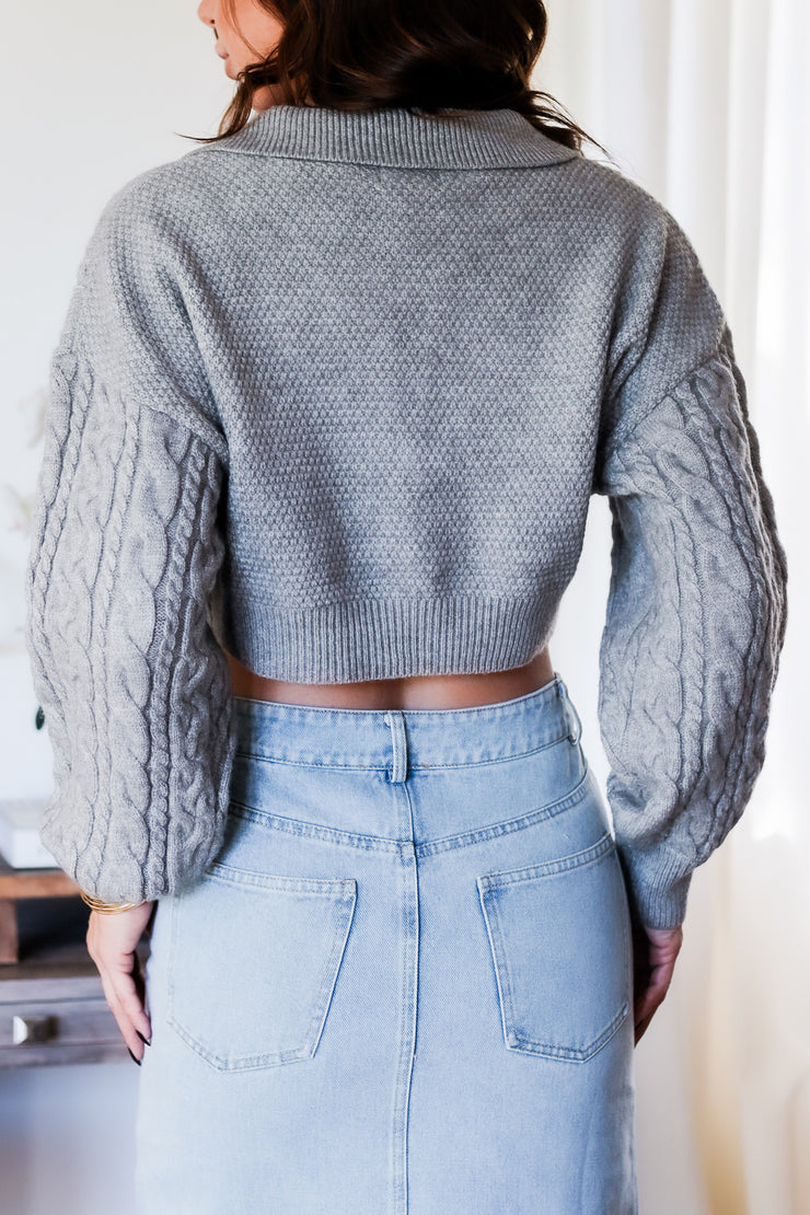 Dakota Knit Sweater- H. Grey