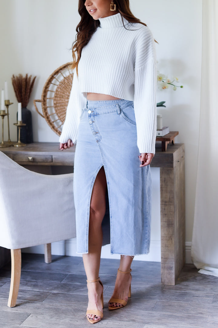 Lizzie Aysmmetric Denim Midi