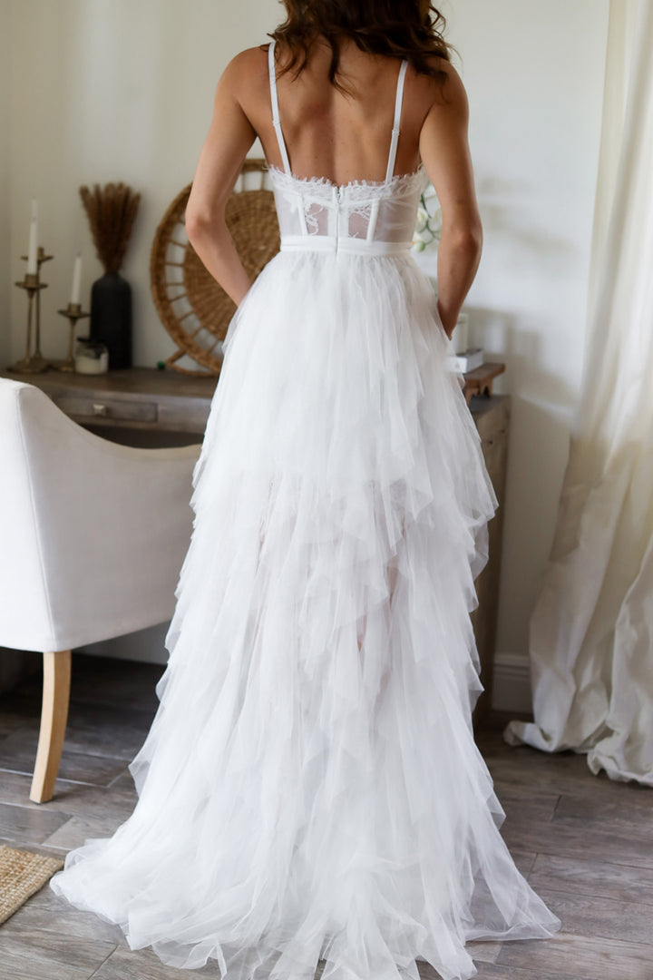 Natalie Lace Gown- White
