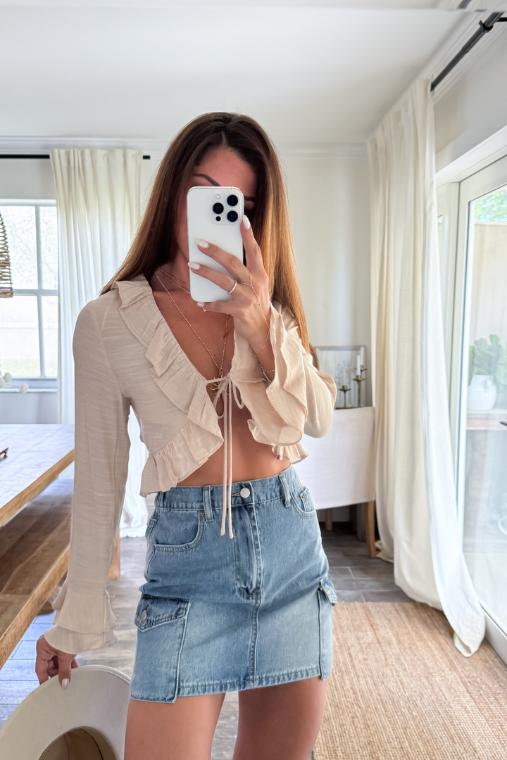 The Hannah Ruffle Top-Lt. Taupe