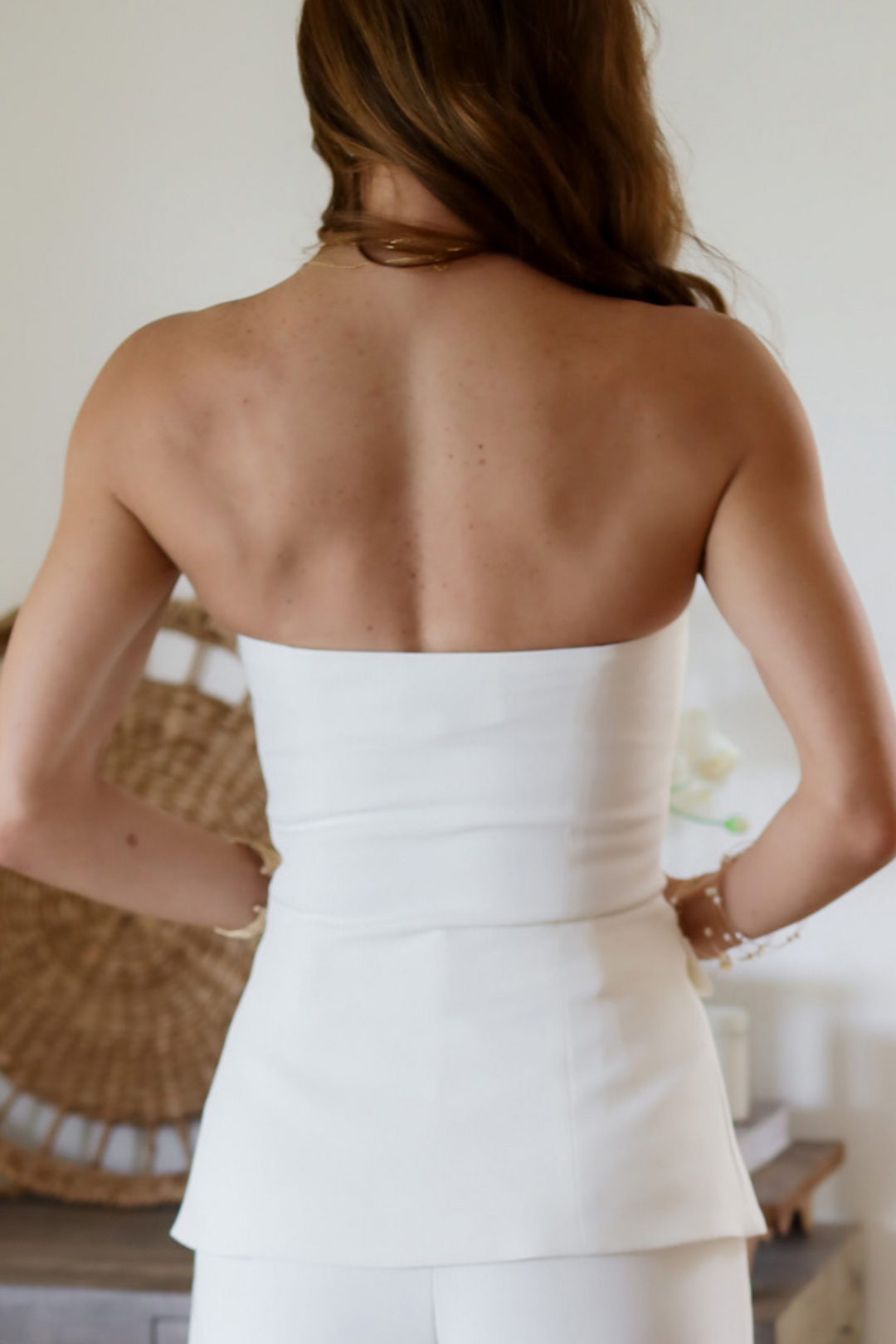 Brigitte Strapless Tuxedo Top - Off White