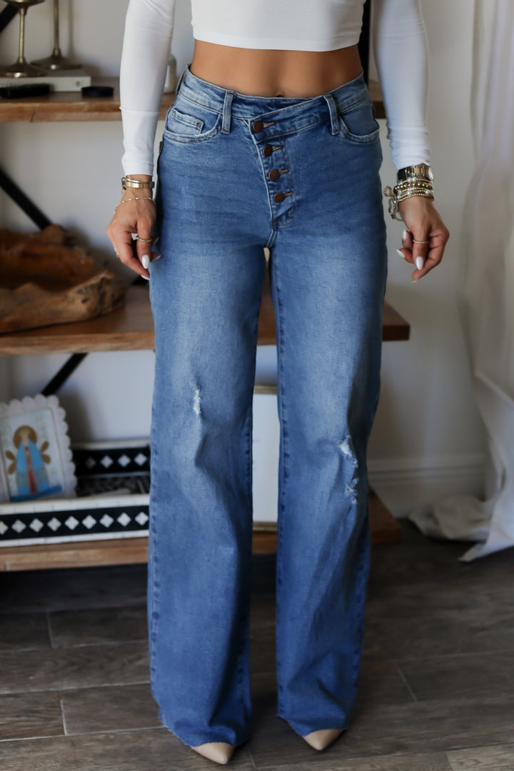 Wren Asym. Wide Leg Jeans - 2 Colors