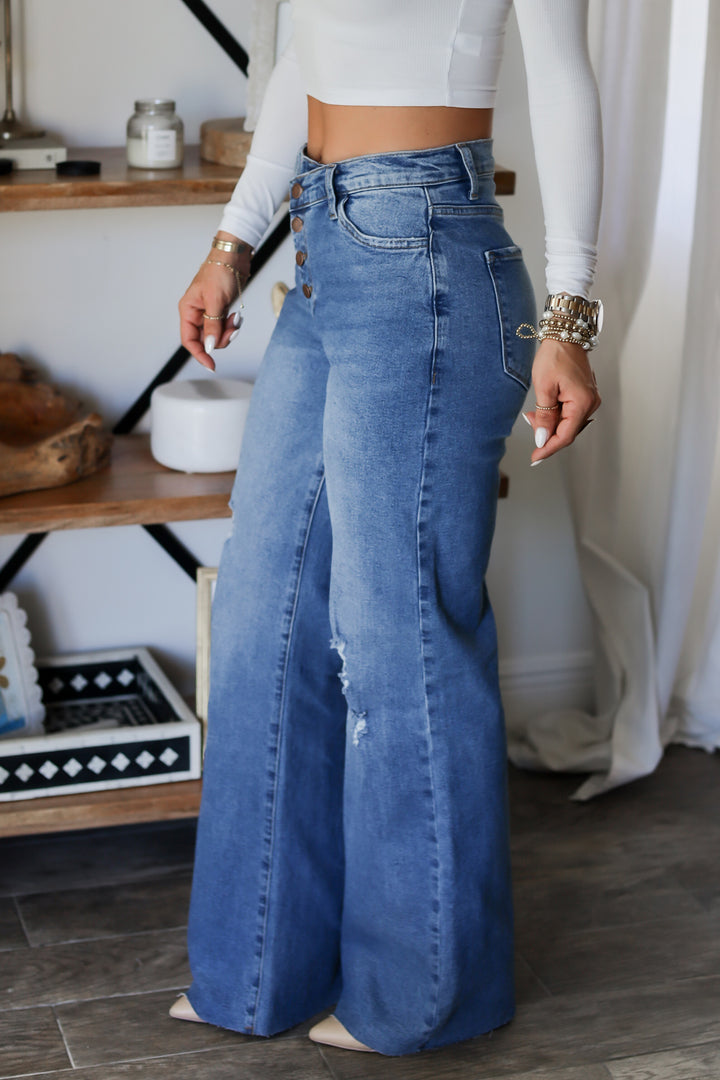 Wren Asym. Wide Leg Jeans - 2 Colors
