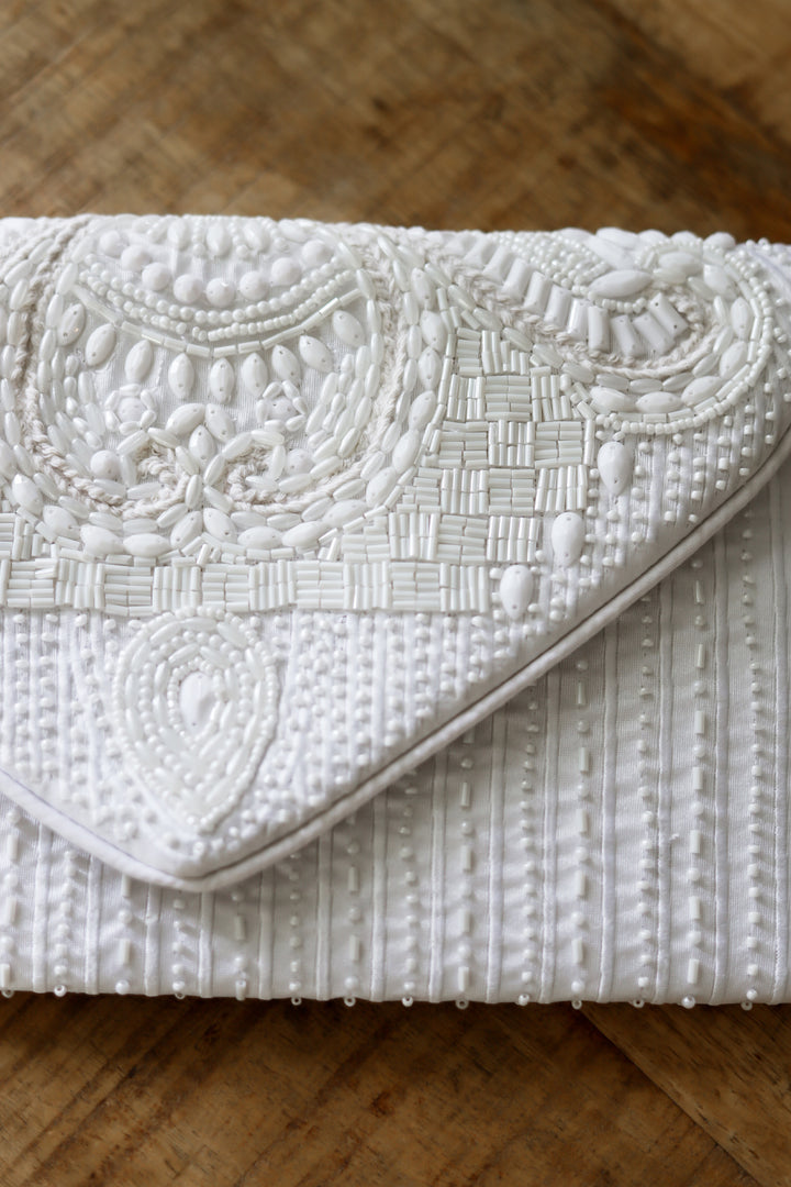 Gatsby Beaded Clutch - Ivory