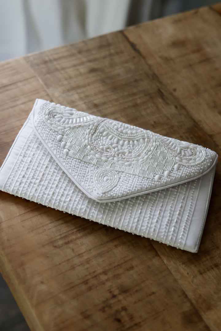 Gatsby Beaded Clutch - Ivory