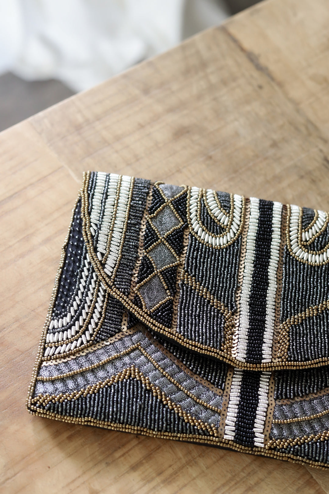 Gatsby Beaded Clutch - Black