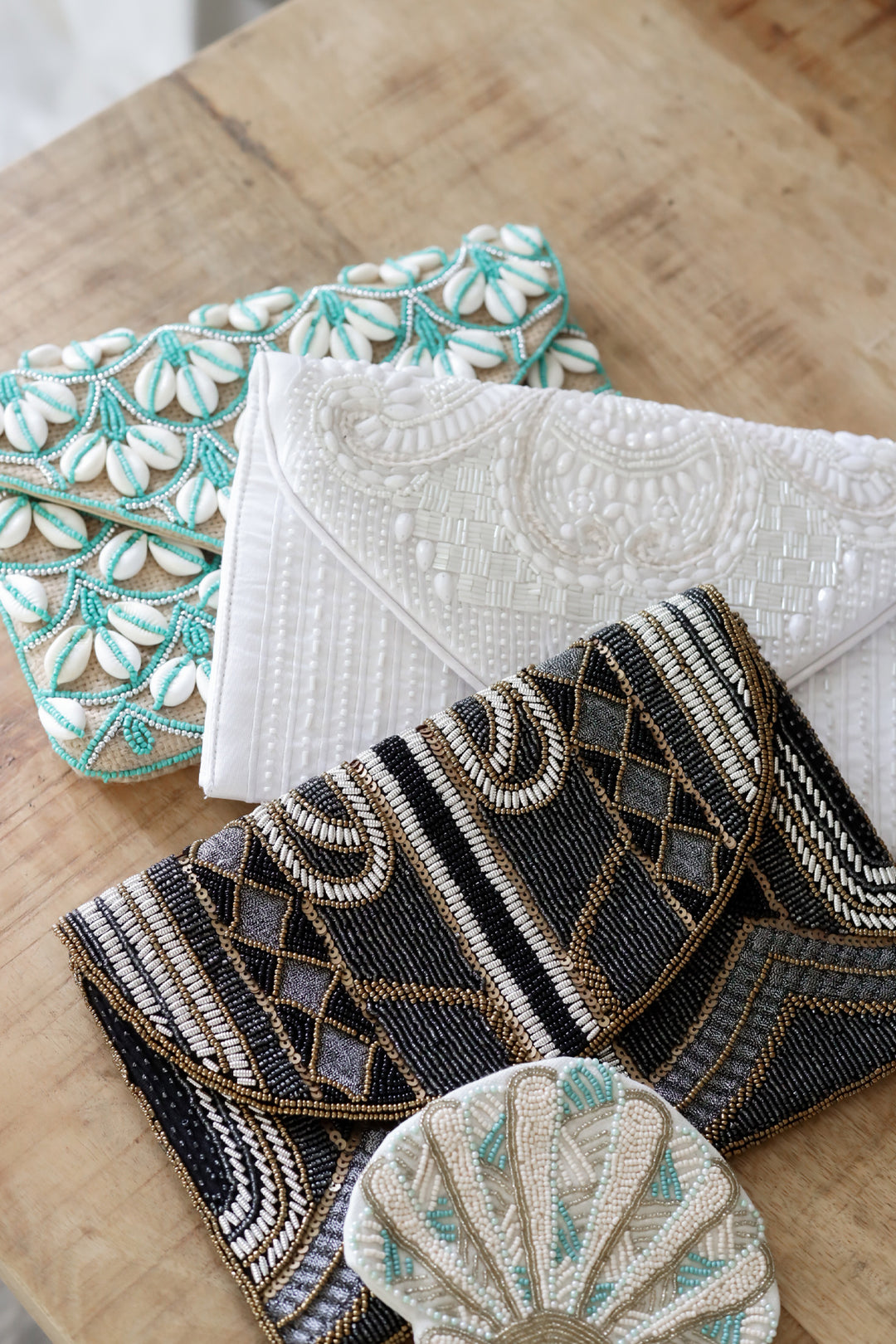 Gatsby Beaded Clutch - Ivory