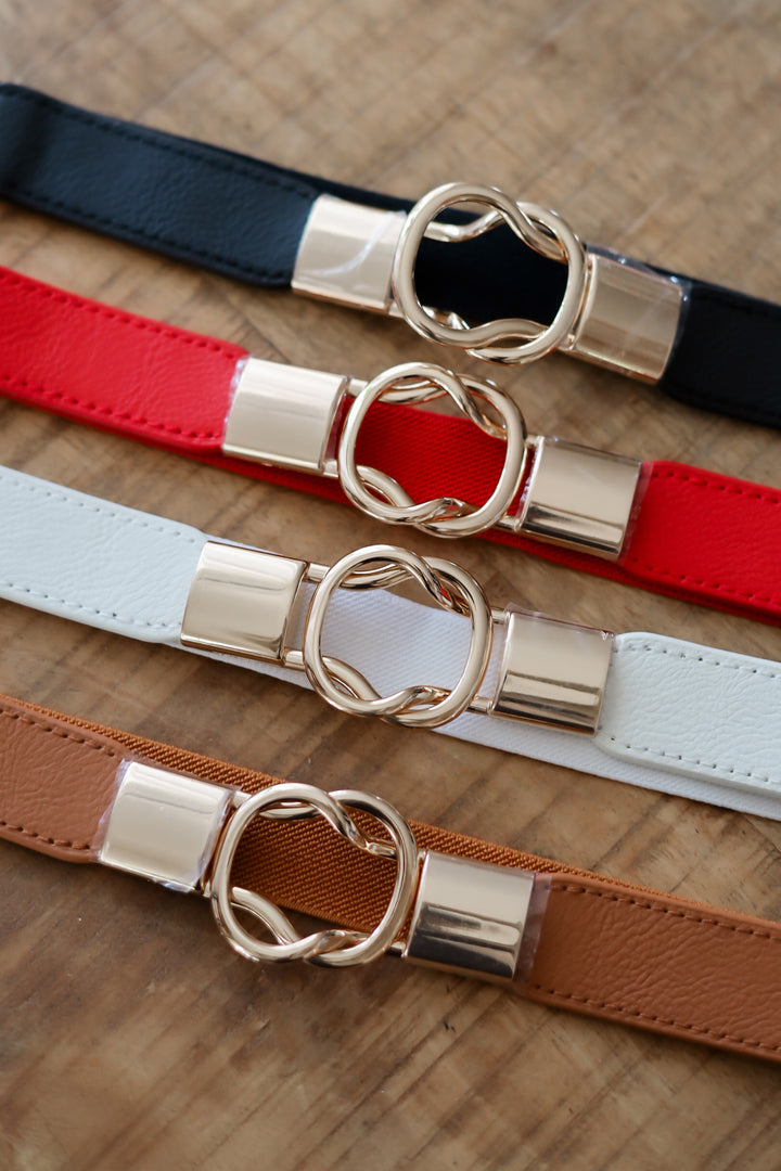 Double Buckle Elastic Waist Belt - 4 Colors