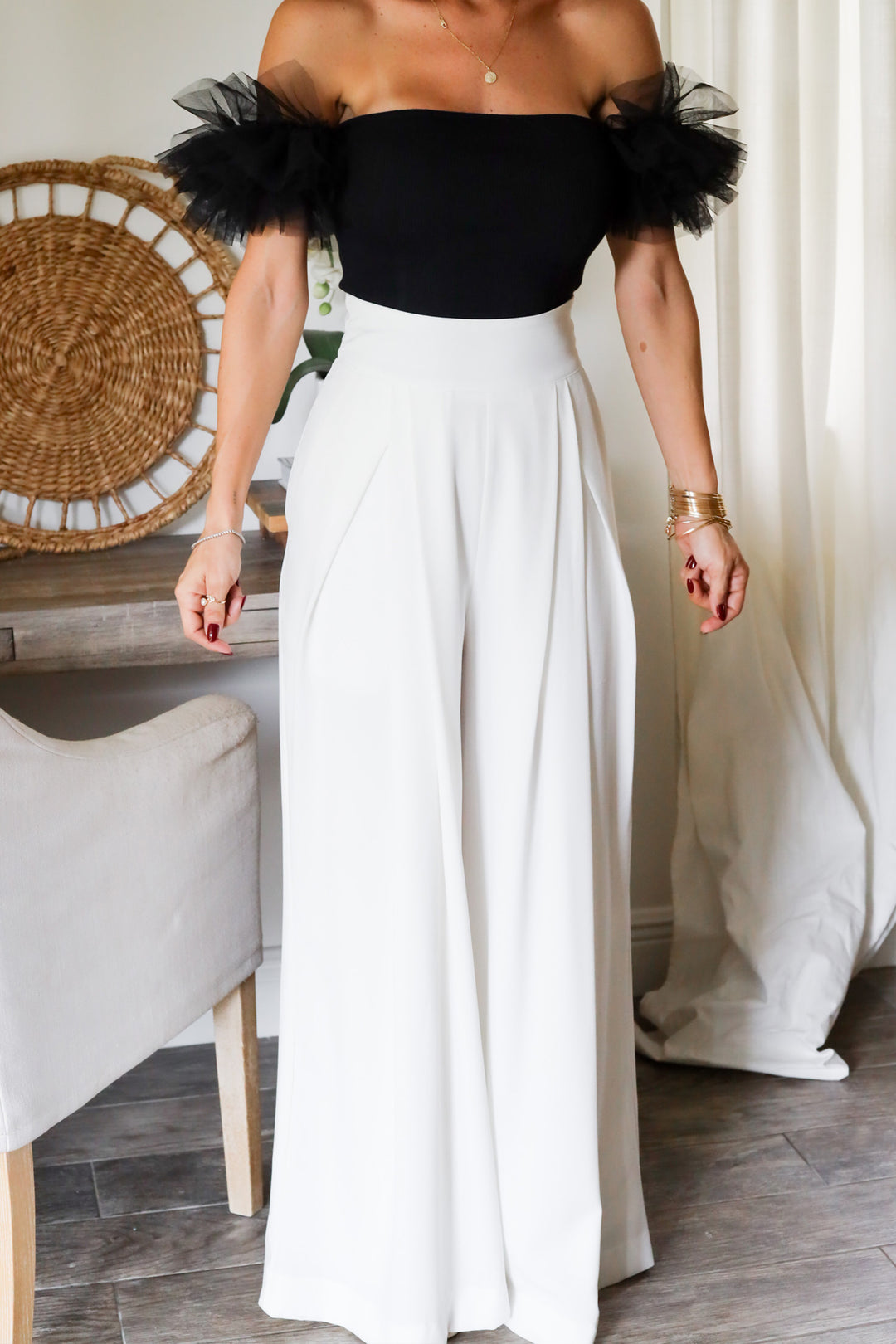 The Chloe Palazzo Pants- Off White