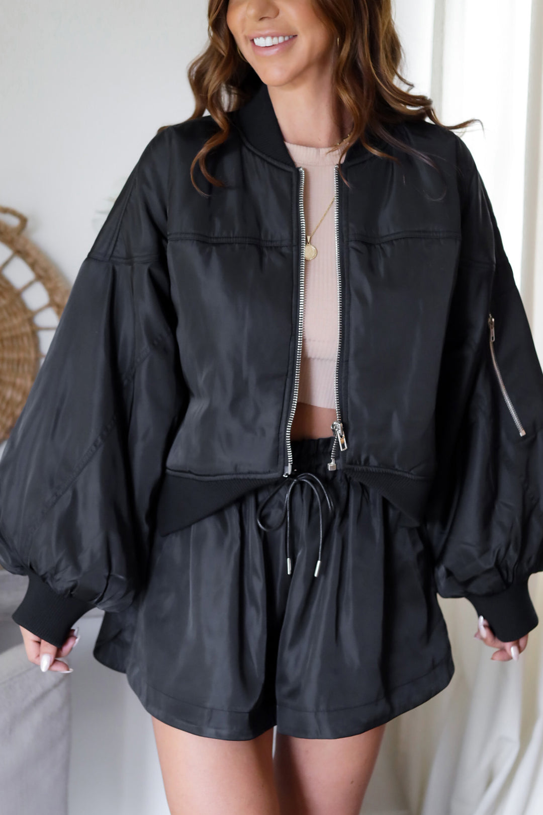 Cameron Bomber Jacket Set- Black