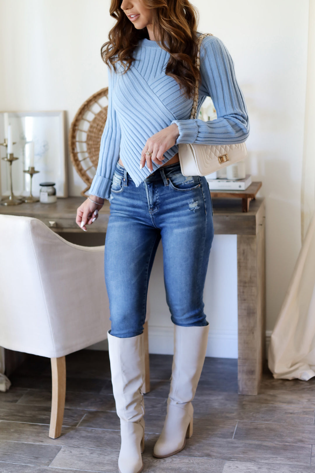 Anita Asym. Sweater - Baby Blue