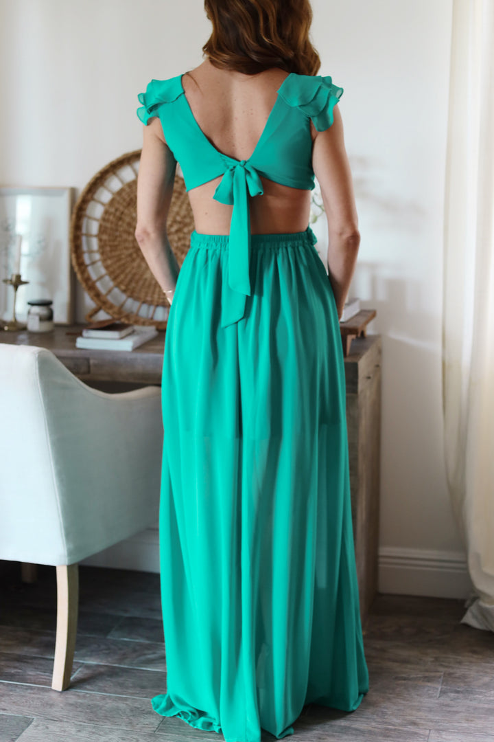 Cordelia Ruffle Maxi- Teal