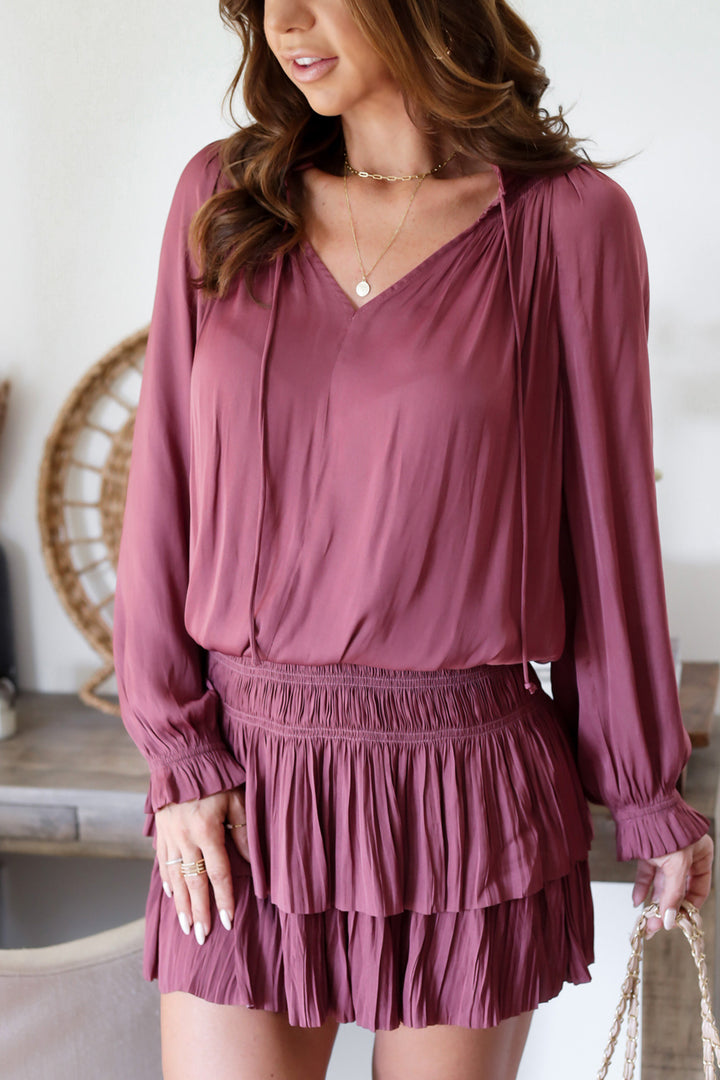 The Lucy Pleated Mini- Mauve