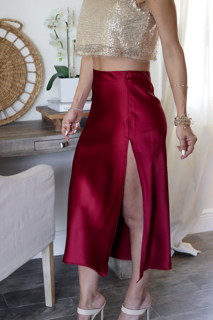 Juliette Satin Midi Skirt- 2 Colors