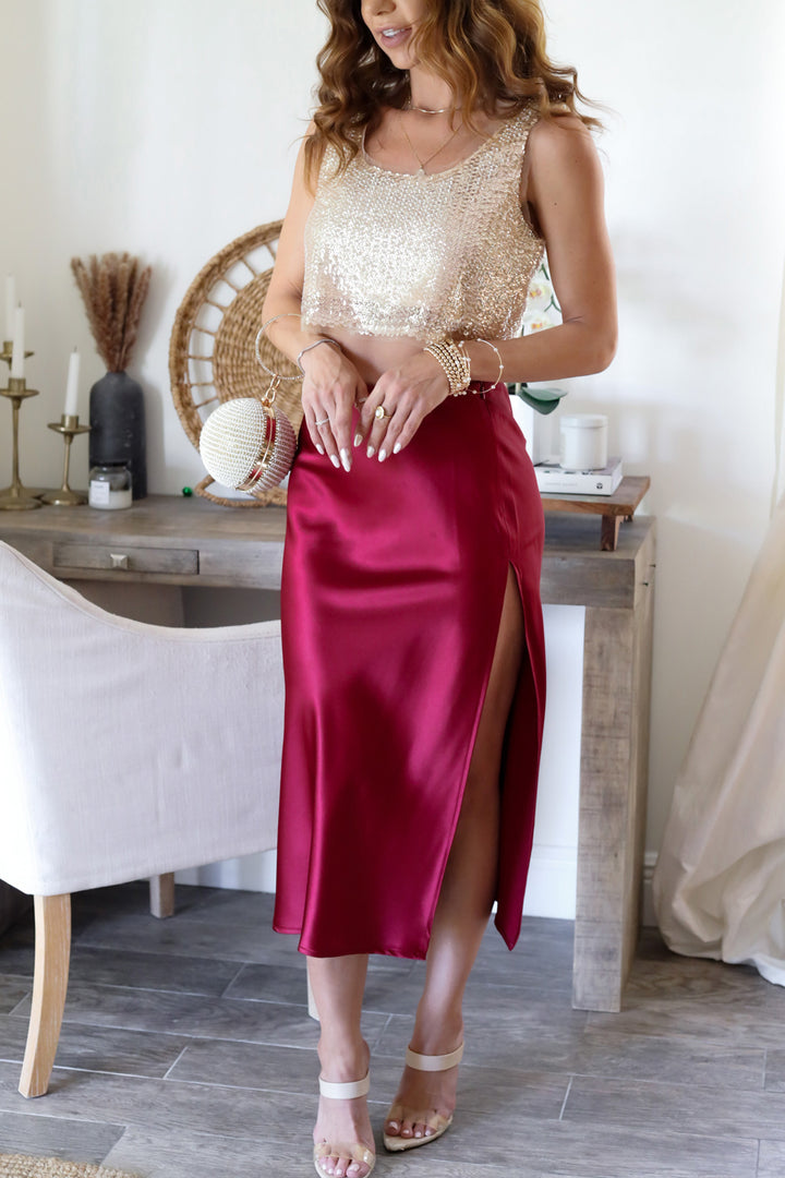 Juliette Satin Midi Skirt- 2 Colors