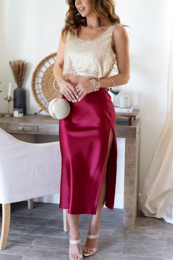 Juliette Satin Midi Skirt- 2 Colors