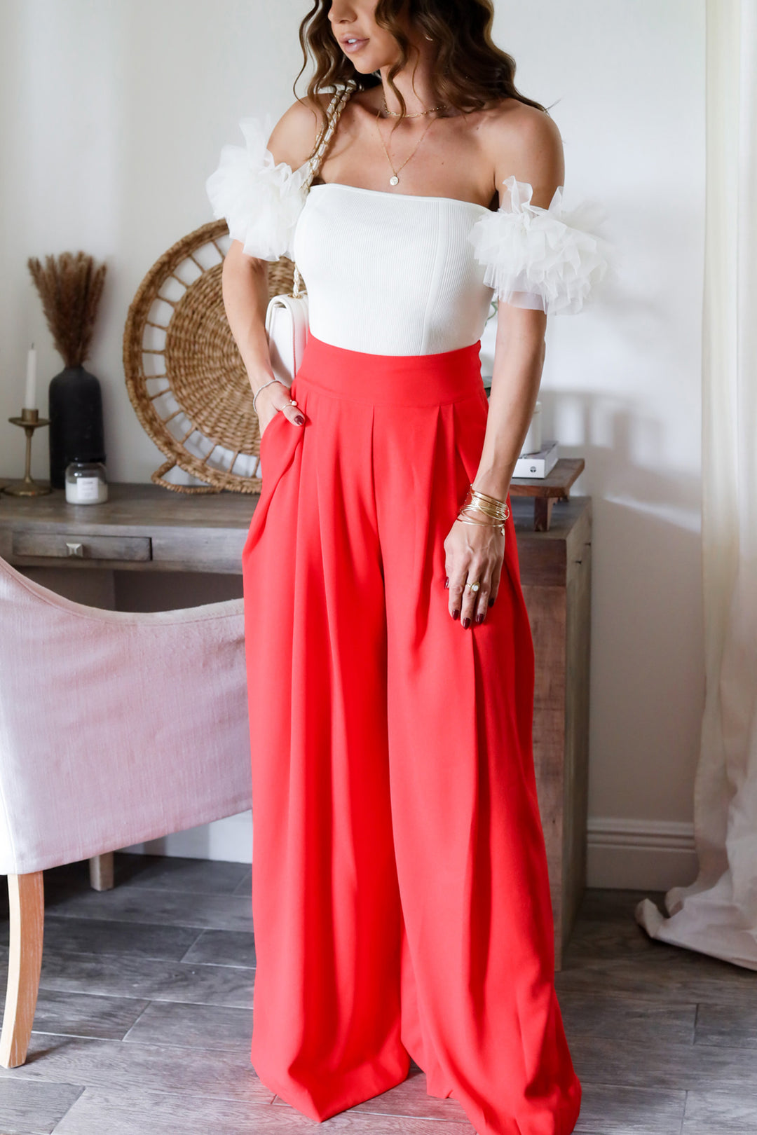 The Chloe Palazzo Pants- Red