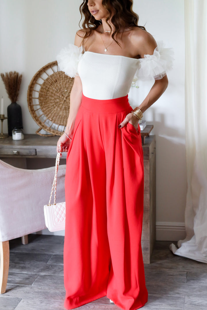 The Chloe Palazzo Pants- Red