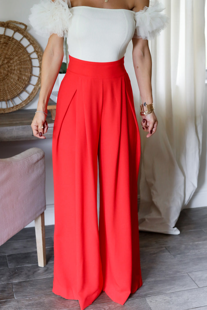 The Chloe Palazzo Pants- Red