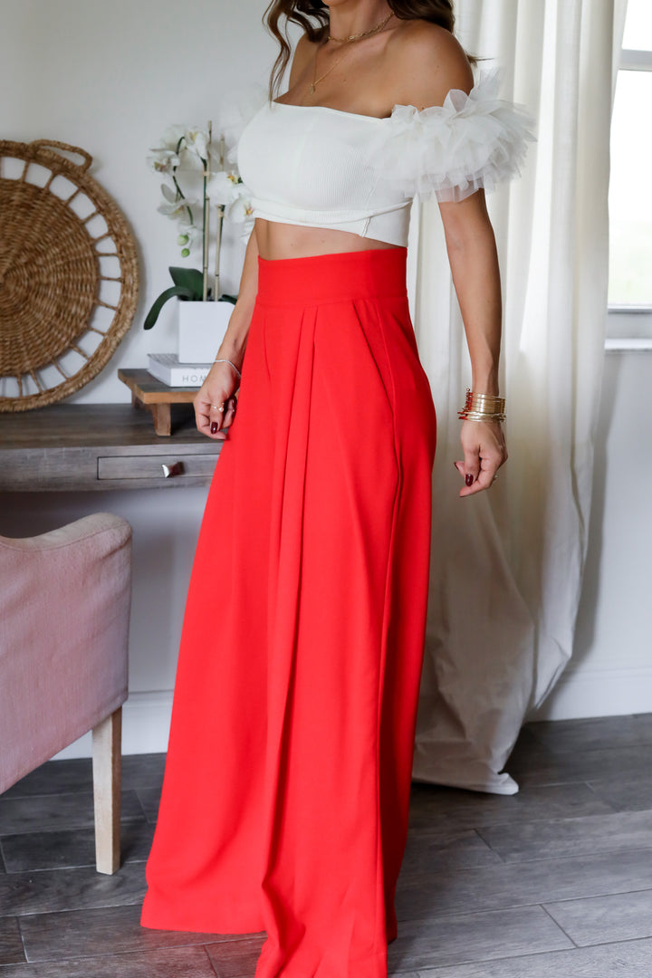 The Chloe Palazzo Pants- Red