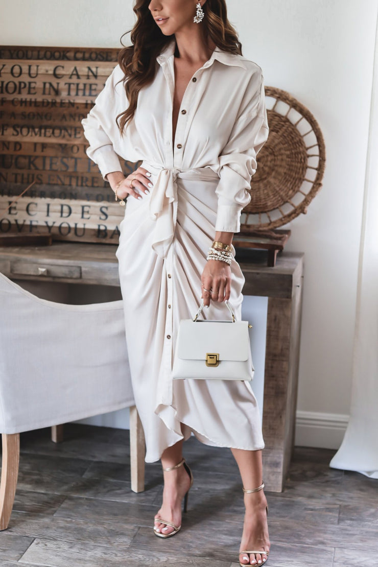 Holiday Naomi Satin Tie Dress- FINAL SALE