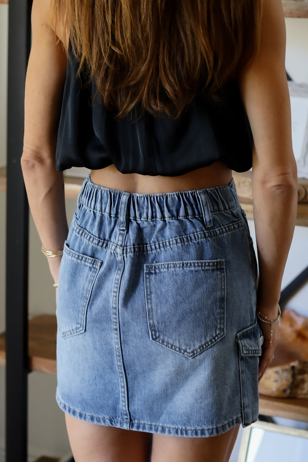 Chelsea Denim Cargo Skirt